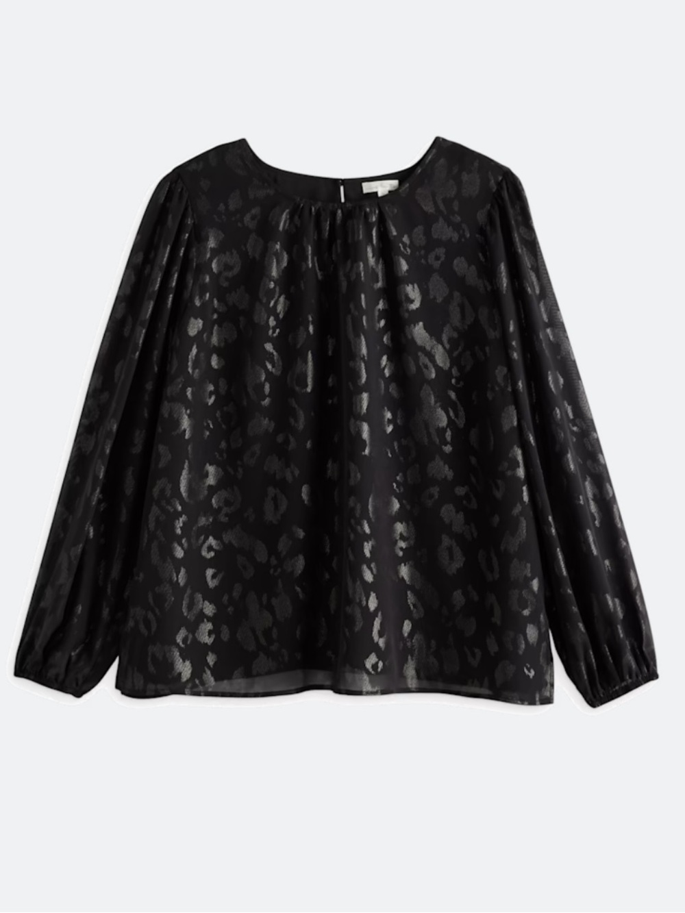 Nine Britton Stevie Blouse Black Leopard Print Long Sleeve (2X)